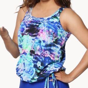 T.h.e. Swimwear Ocean Rose D/DD Cup Blouson Tankini Separate Size 12